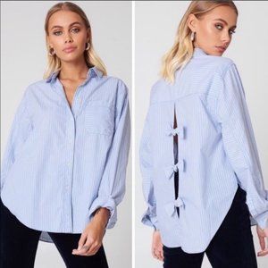 FREE PEOPLE Tie It In a Bow Button Down Shirt M